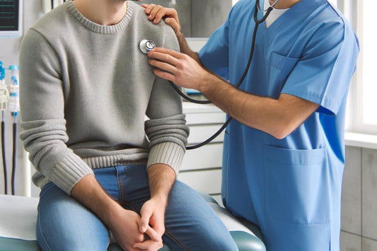 Läkare kontrollerar patient med cystisk fibros
