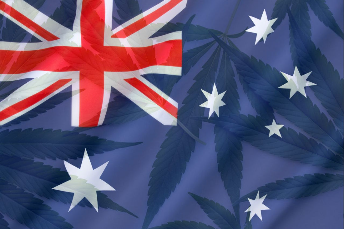 Australisk flagga och cannabisblad