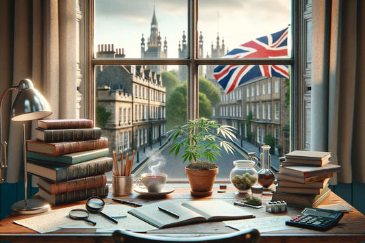 Storbritanniens flagga vajar utanför fönstret