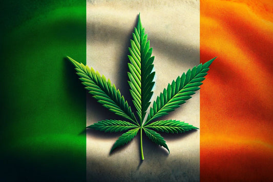 Irländska flaggan och ett cannabisblad