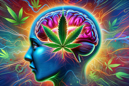 Illustration av mänsklig kli och cannabis