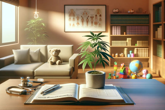 Cannabisplanta på ett bord