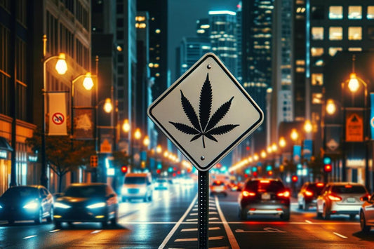 Cannabisskylt mitt på gatan