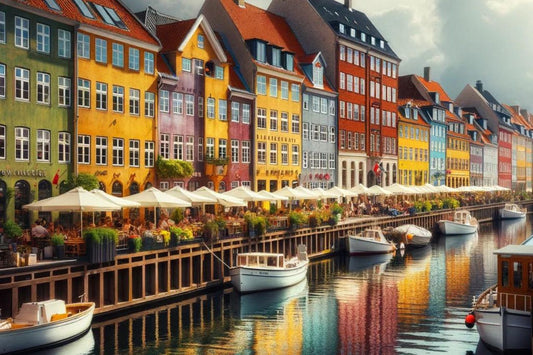 Färgglad dansk stadskanal