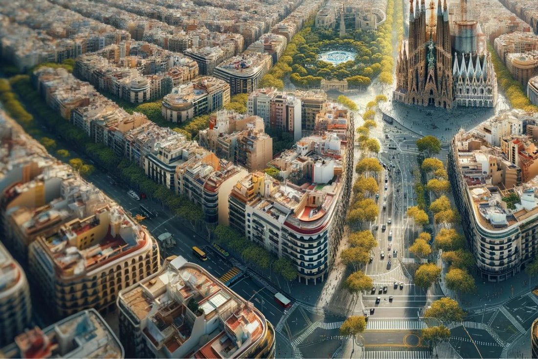 Flygfoto över Barcelona Spanien