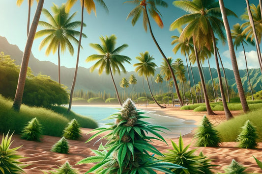 Cannabisväxt på en strand