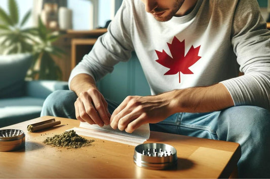 Kanadensisk man som håller en cannabis