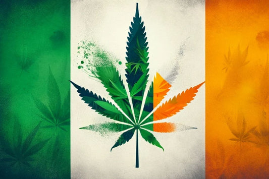 Färgen på den irländska flaggan och ett cannabisblad
