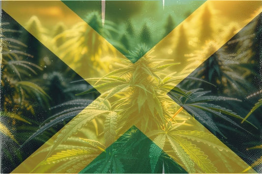 Cannabis och jamaicansk flagga