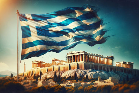 Greklands flagga i Akropolis