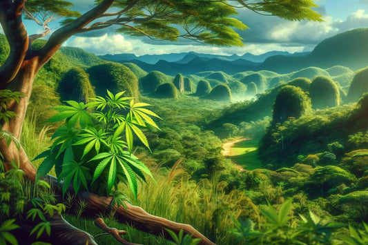 Cannabisväxt i skogen
