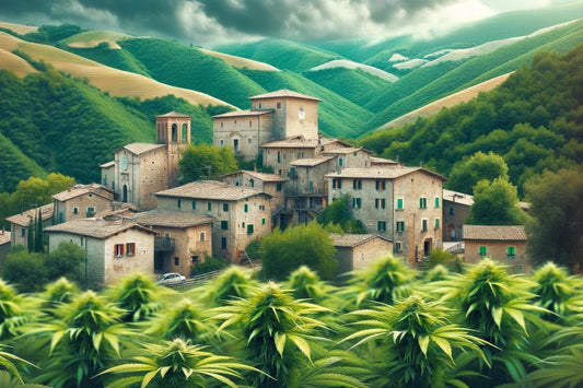 Italiensk by med cannabisplantor