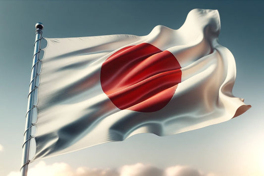 Viftande med Japans flagga