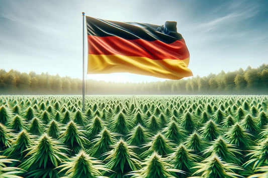 Tysk flagga i cannabisfält