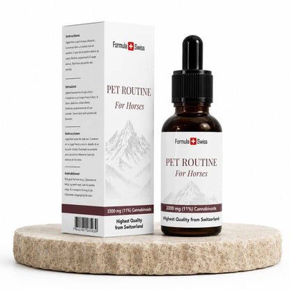 Formula Swiss Pet Routine för hästar - CBD olja 10 % CBD: flaska och förpackning